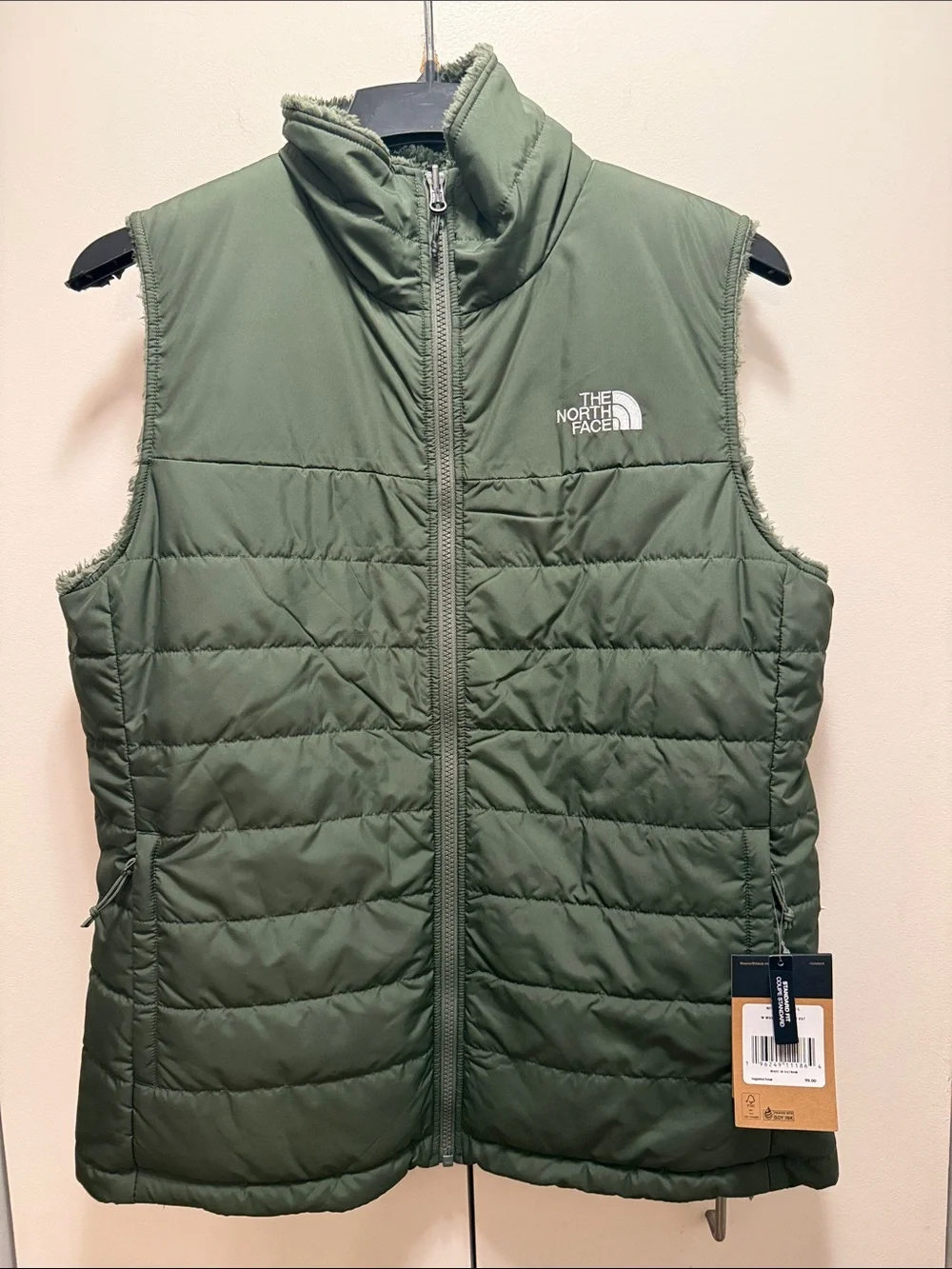 The North Face Olive Quilted Insulated Vest - Reversible - Picture 4 of 10